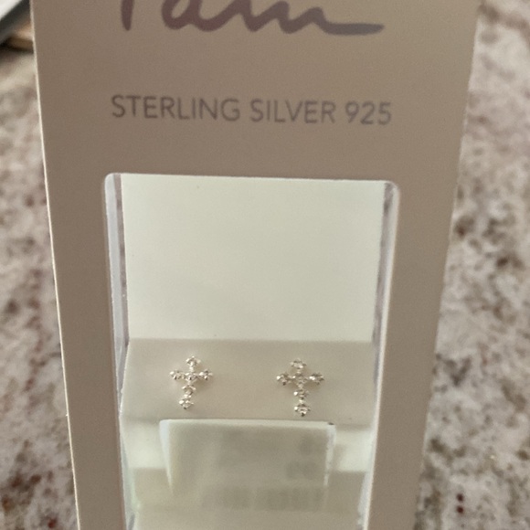 NWT sterling silver 925 crystal post cross earrings. Nib. - Picture 3 of 4